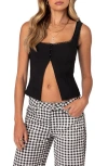 Edikted Odette Split Front Tailored Top In Black