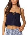 Edikted Odette Tie Detail Tank Top In Navy