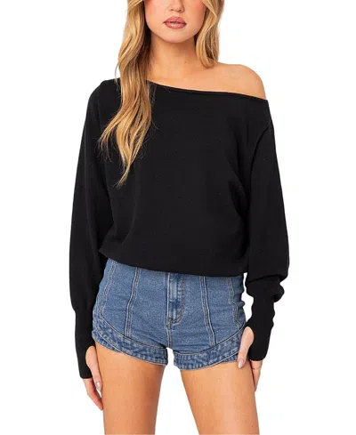 Edikted Oversize Off The Shoulder Sweater In Black