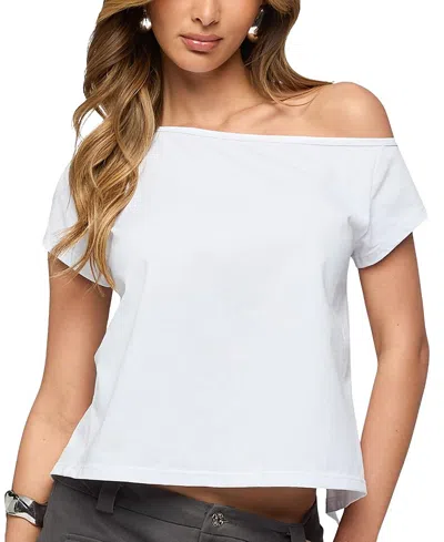 Edikted Off The Shoulder Split Open Back Top In White