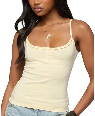 Edikted Oksana Henley Tank Top In Gold