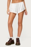 Edikted Olesia Ruffle Satin Effect Shorts In White