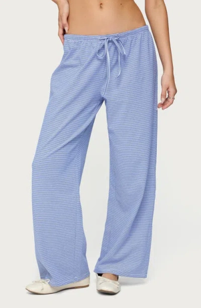 Edikted Olivia Stripe Relaxed Fit Drawstring Pants In Blue