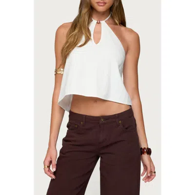 Edikted Oliviana Cotton Halter Top In Animal Print