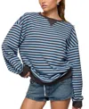 Edikted Onda Stripe Oversize Sweatshirt In Blue