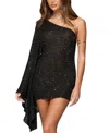 Edikted One Shoulder Sequin Knit Mini Dress In Black