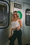 Edikted Onya Iridescent Sheer Knit Top In Cream, Women's At Urban Outfitters In White