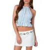 Edikted Open Back Halter Top In Light-blue