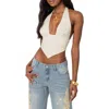 Edikted Open Back Triangle Halter Top In Neutral