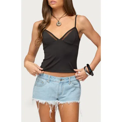 Edikted Ophelia Mesh Trim Camisole In Black