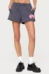 Edikted Orchid Babe Fleece Sweatshorts In Blue