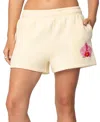 Edikted Orchid Babe Fleece Shorts In Yellow