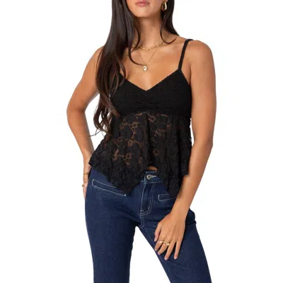 Edikted Orchid Sheer Lace Top In Black