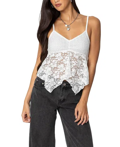 Edikted Orchid Sheer Lace Top In White