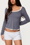 Edikted Orella Contrast Layered Long Sleeve Top In Blue