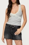 Edikted Oriana Lace Trim Cotton Blend Tank In Gray