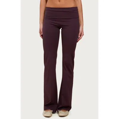Edikted Oriane Foldover Flare Leggings In Purple