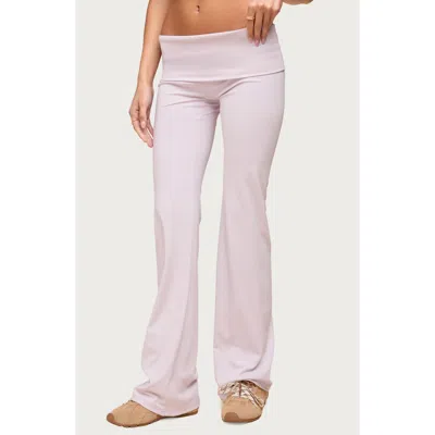 Edikted Oriane Foldover Flared Leggings In Purple