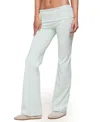 Edikted Oriane Foldover Flared Leggings In Green