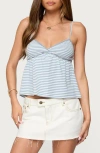 Edikted Orietta Stripe Babydoll Camisole In Blue