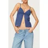 Edikted Otis Eyelet Split Front Tank Top In Blue