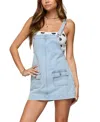 Edikted Overall Denim Mini Dress In Blue