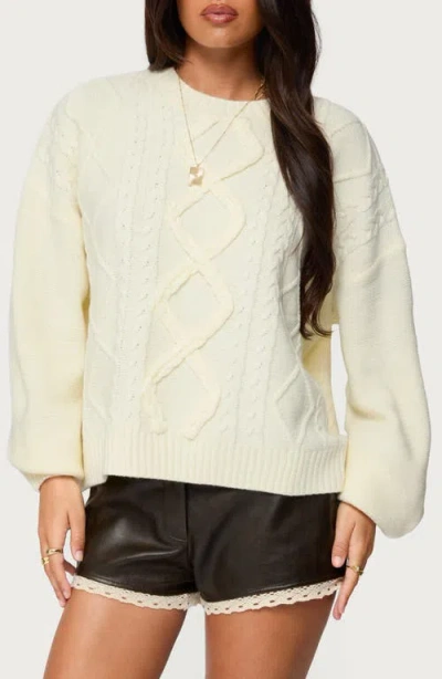 Edikted Oversize Crewneck Cable Stitch Sweater In Multi