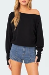 EDIKTED OVERSIZE OFF THE SHOULDER SWEATER