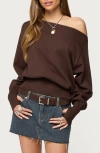 Edikted Oversize Off The Shoulder Sweater In Brown