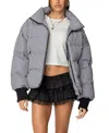 Edikted Gingham Oversize Quilted Puffer Jacket In Black And White