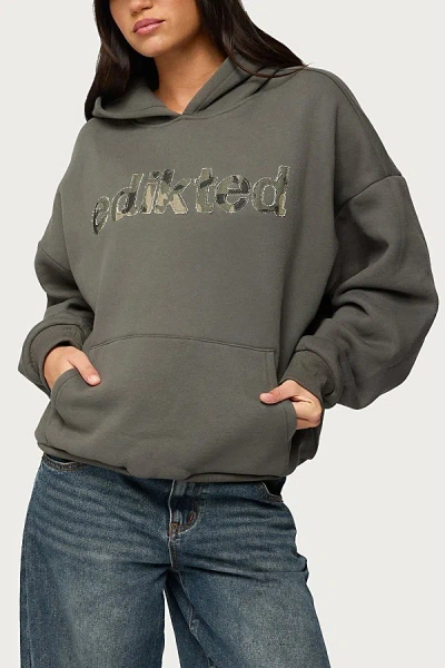 Edikted Oversized Hoodie In Olive, Women's At Urban Outfitters In Green