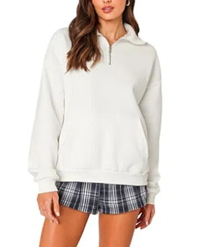 Edikted Women's Oversized Quarter Zip Sweatshirt In White