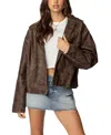 Edikted Oversized Washed Faux Leather Jacket In Brown