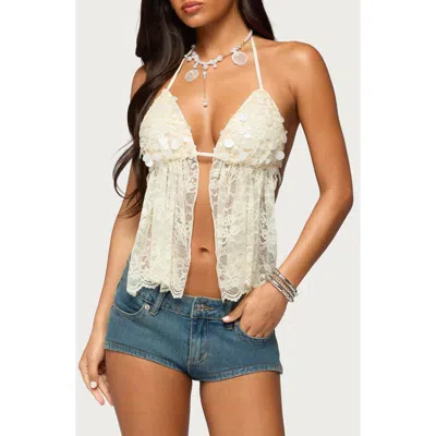 Edikted Paillette Open Back Camisole In White