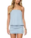 Edikted Paloma Strapless Mini Dress In Blue