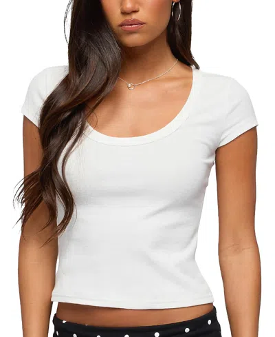 Edikted Pamela Ribbed Scoop Neck T Shirt In Pattern
