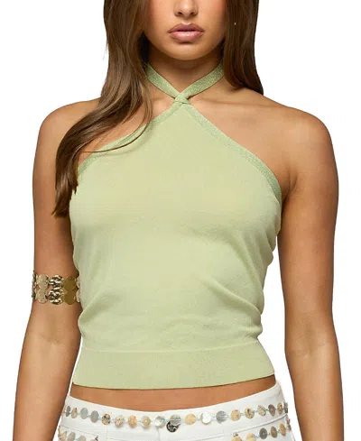 Edikted Paradiso Knit Halter Top In Green