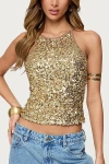 Edikted Pasha Sequin Tank Top In Gold, Women's At Urban Outfitters In Gold