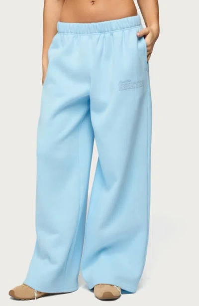 Edikted Pastel Wide Leg Sweatpants In Blue