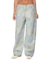 Edikted Patchwork Low Rise Baggy Light Rinse Wash Jeans In Gray
