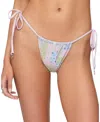 Edikted Patchwork String Bikini Bottom In Pink