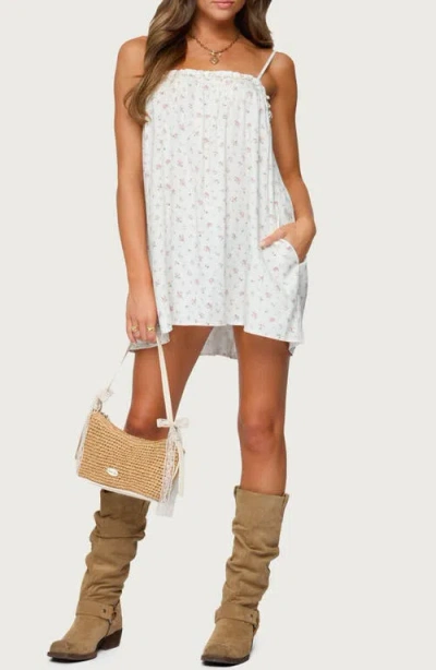 Edikted Patti Floral Print Minidress In White