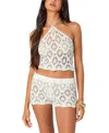 Edikted Peach Open Stitch Halter Top In White