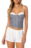 Edikted Peekaboo Gingham Corset Top In Black-and-white