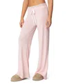 Edikted Peekaboo Lace Trim Knit Wide Leg Pants In Pink