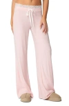 Edikted Peekaboo Lace Trim Knit Wide Leg Pants In Pink