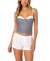 Edikted Peekaboo Gingham Corset Top In Black And White