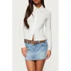 Edikted Pennie Knit Button-up Shirt In White