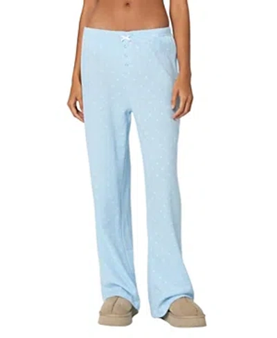 Edikted Petal Printed Waffle Pants In Mix/ Blue