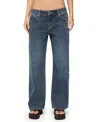 Edikted Petite Ace Relaxed Dark Rinse Wash Jeans In Blue